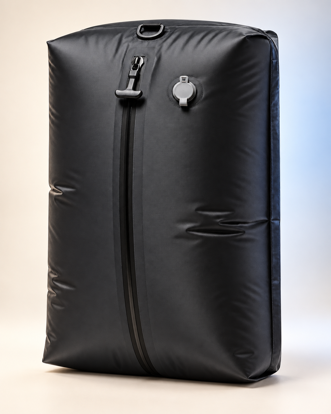 AI-styled studio view of the black travel compression bag